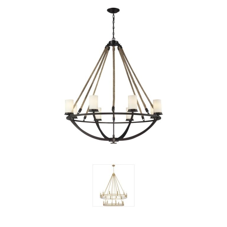 Atlas Lighting & Home Natural Rope 8-Light Aged Bronze Chandelier