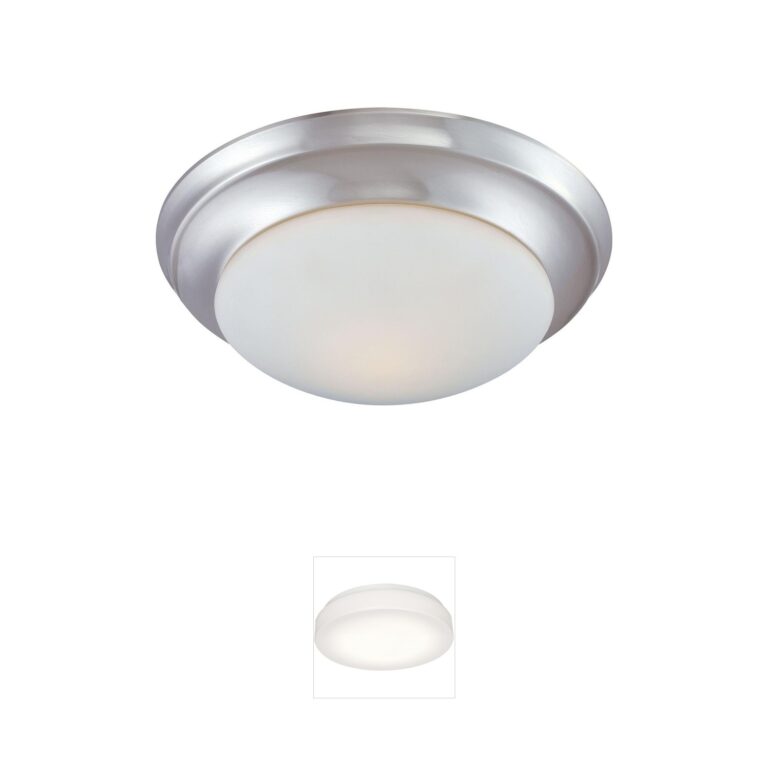Atlas Lighting & Home Fluor 14.25-Inch Brushed Nickel Flush Mount with Frosted Glass