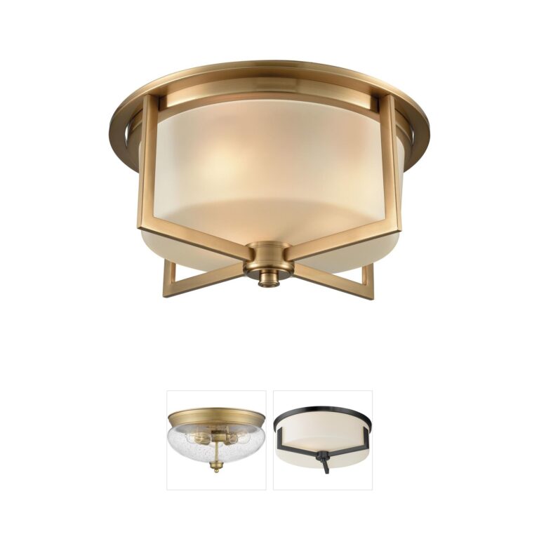 Atlas Lighting & Home Vancourt Satin Brass Frosted Glass Flush Mount
