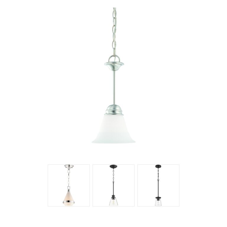 Atlas Lighting & Home Bella Frosted Glass Bell Mini Pendant in Brushed Nickel