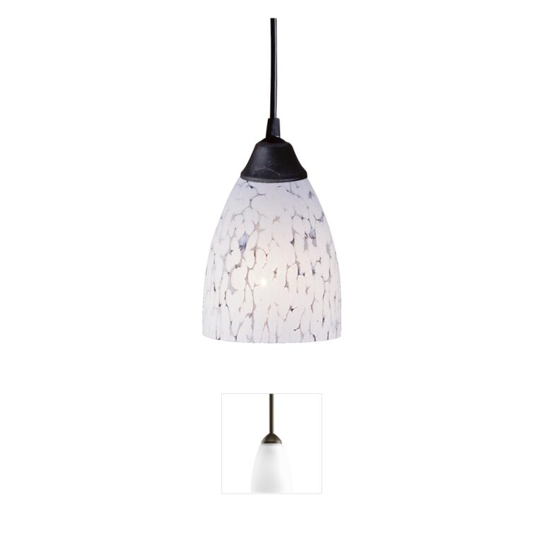 Atlas Lighting & Home Classico Dark Rust Mini Pendant with Snow White Glass