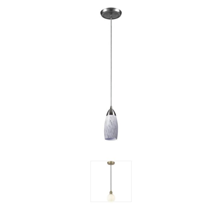 Atlas Lighting & Home Milan 3-Inch Satin Nickel Mini Pendant with Snow White Glass