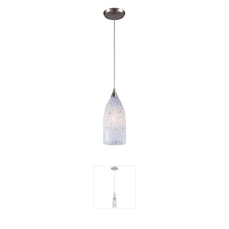 Atlas Lighting & Home Verona Satin Nickel Mini Pendant with Snow White Glass
