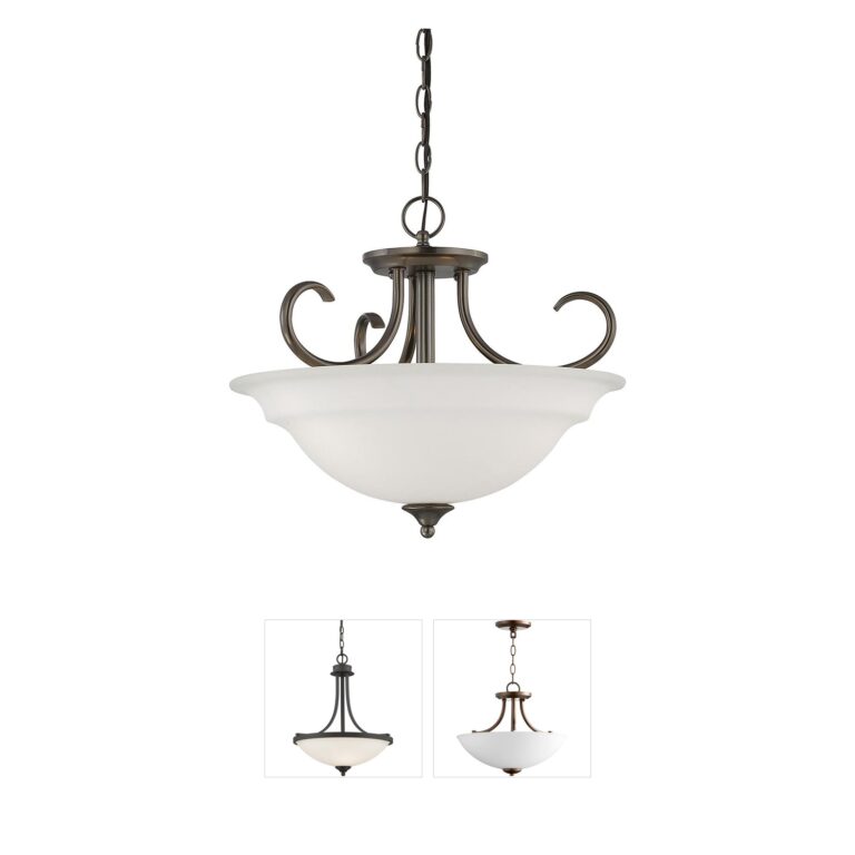 Atlas Lighting & Home Bella 16-Inch Oiled Bronze Pendant with Frosted Glass