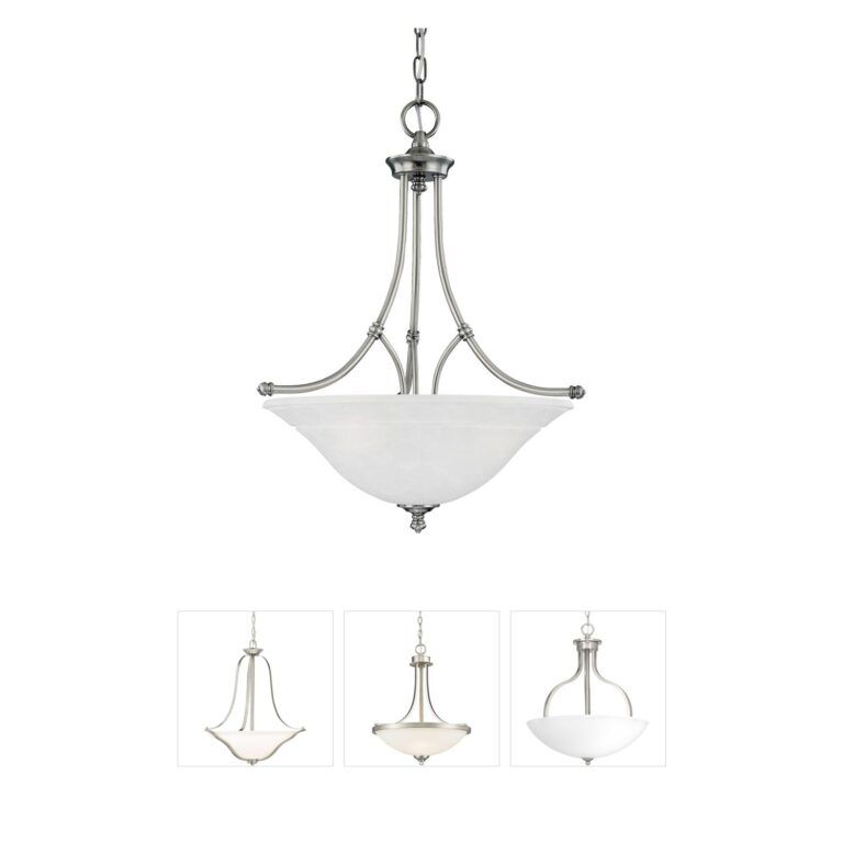 Atlas Lighting & Home Harmony 3-Light Satin Pewter and Frosted Glass Pendant