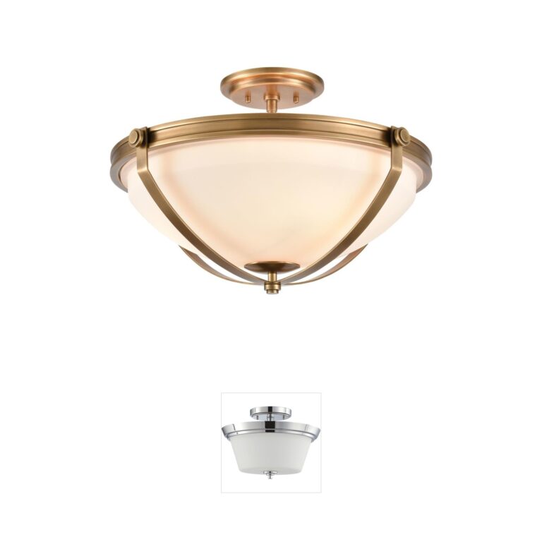 Atlas Lighting & Home Connelly Natural Brass Frosted Glass Semi-Flush