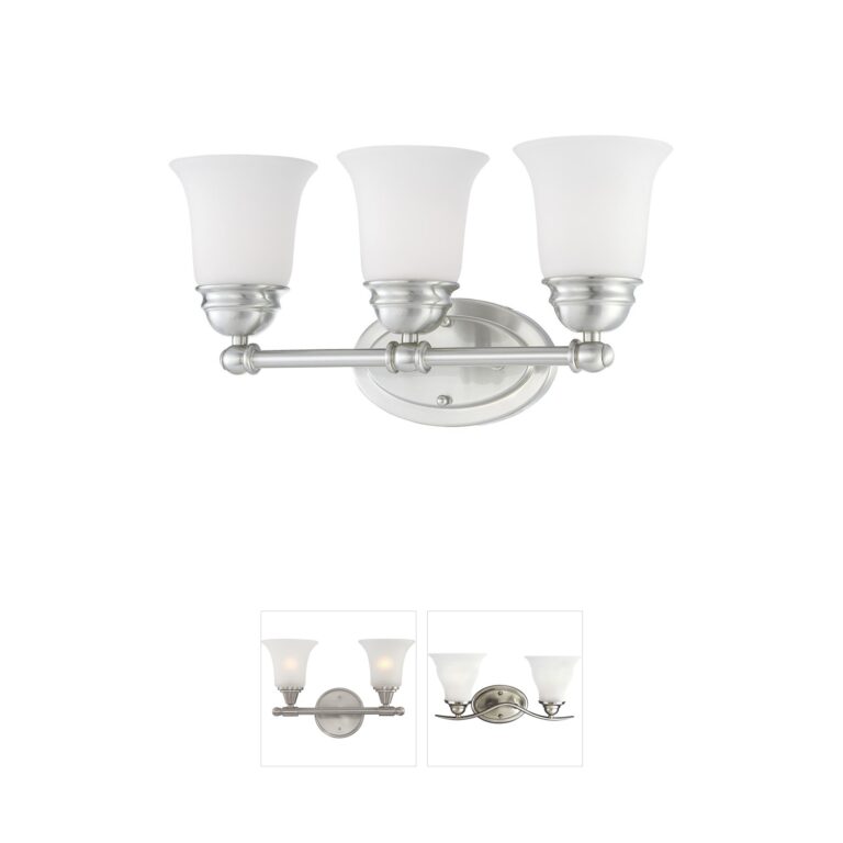 Atlas Lighting & Home Bella Frosted Glass 3-Light Brushed Nickel Vanity Light
