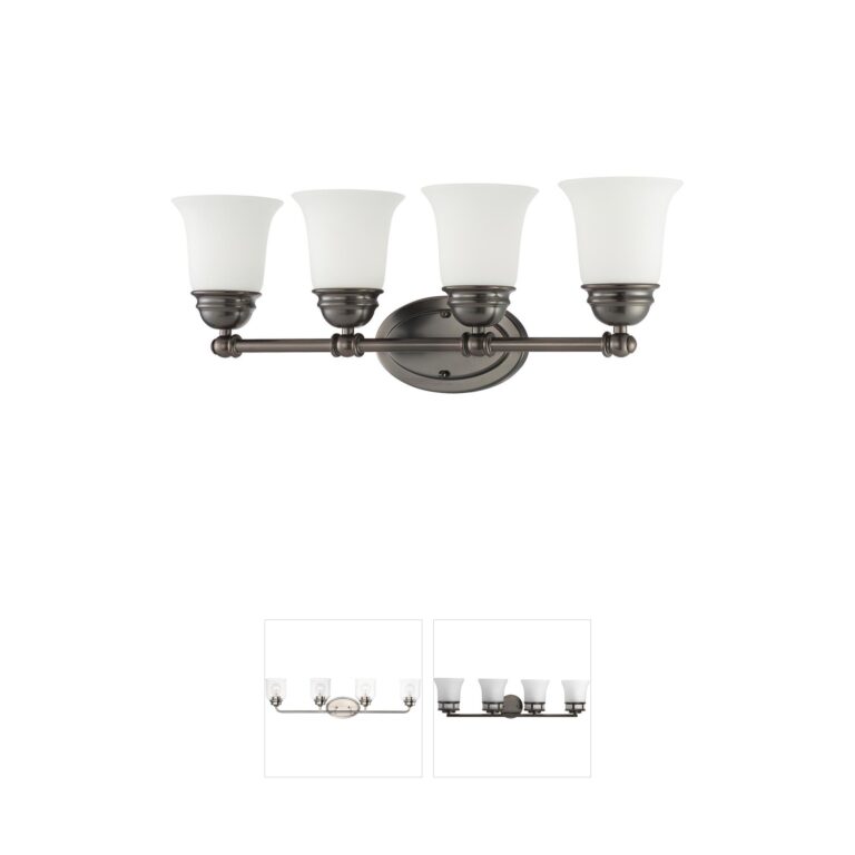 Atlas Lighting & Home Bella 4-Light Oil Rubbed Bronze Metal Vanity Light with Frosted Glass