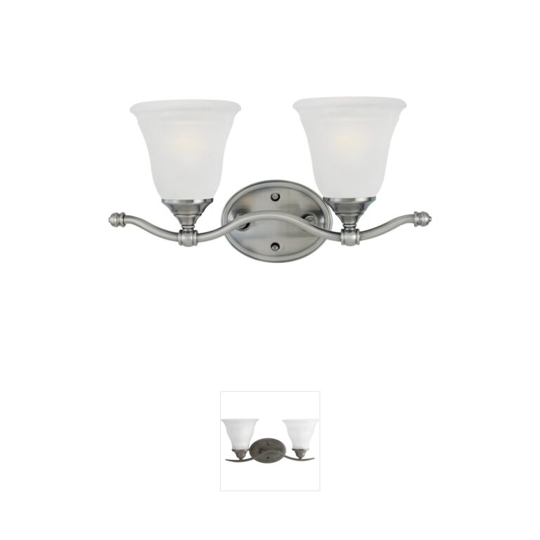 Atlas Lighting & Home Harmony 2-Light Satin Pewter Vanity Light with Frosted Glass