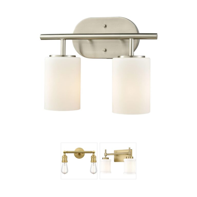 Atlas Lighting & Home Pemlico 2-Light Satin Nickel Steel Vanity Light