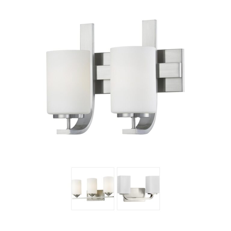 Atlas Lighting & Home Pendenza 2-Light Brushed Nickel Vanity Light with Frosted Glass