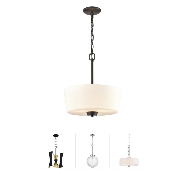 Atlas Lighting & Home Winslow Oil Rubbed Bronze Steel & Glass Pendant