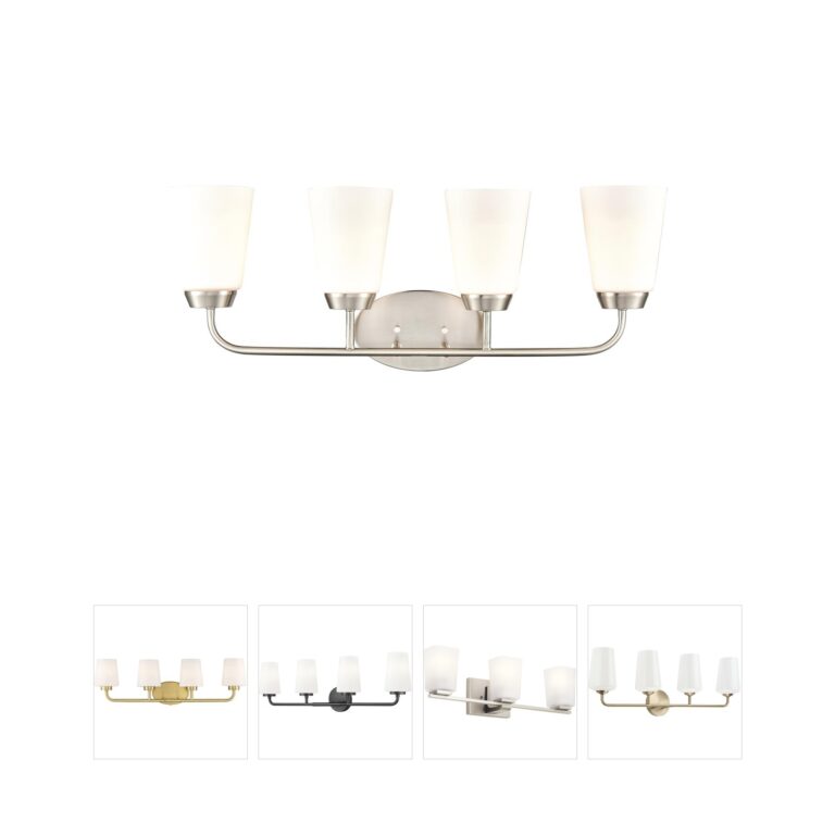Atlas Lighting & Home Winslow 28-Inch 4-Light Brushed Nickel Vanity Light with Frosted Glass