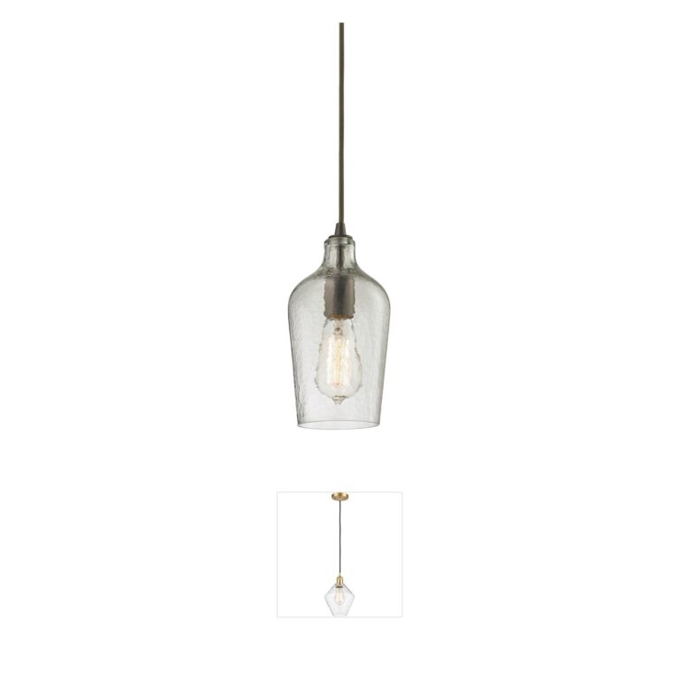 Atlas Lighting & Home Hammered Glass Clear Mini Pendant in Oil Rubbed Bronze