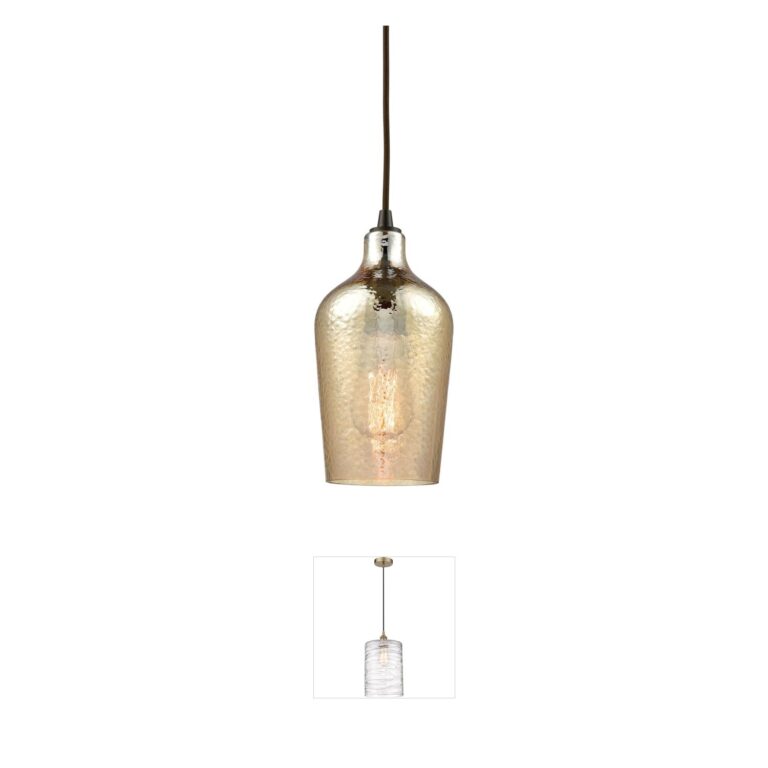 Atlas Lighting & Home Hammered Glass Amber Mini Pendant
