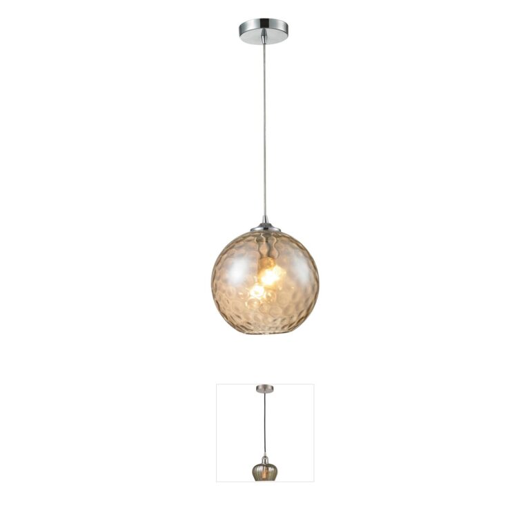Atlas Lighting & Home Watersphere Champagne Gold Amber Hammered Glass Mini Pendant