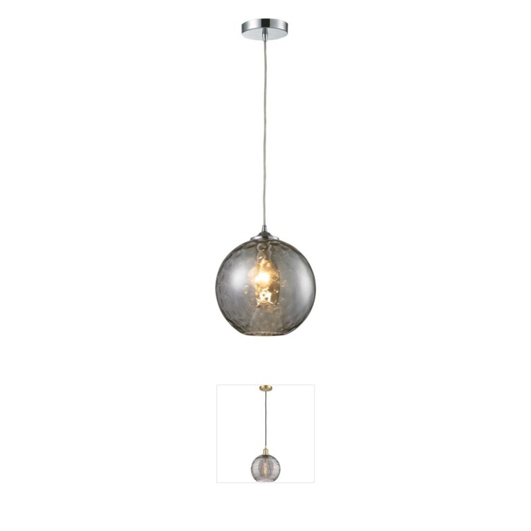 Atlas Lighting & Home Watersphere 10-Inch Smoke Hammered Glass Mini Pendant