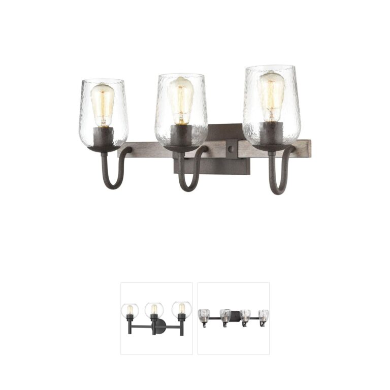 Atlas Lighting & Home Dillon 3-Light Vintage Rust Vanity with Hammered Glass