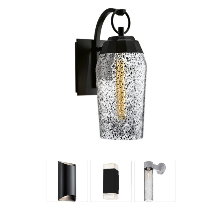 Atlas Lighting & Home Lyrids 16" Matte Black Outdoor Sconce with Inclusion Glass