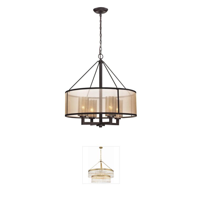 Atlas Lighting & Home Diffusion 24-Inch Oil Rubbed Bronze Chandelier with Mercury Glass