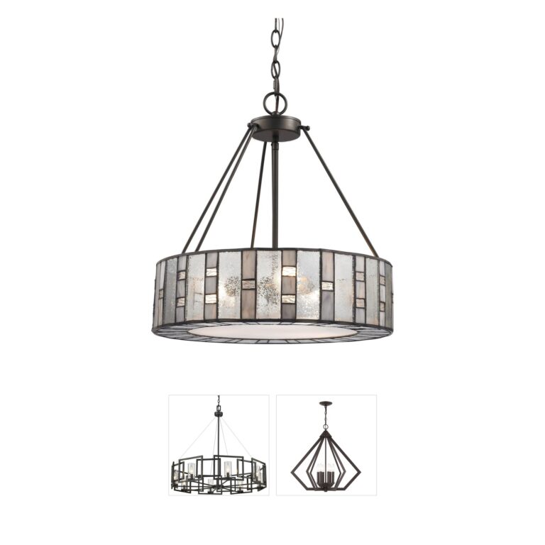 Atlas Lighting & Home Ethan 3-Light Silver Mercury Glass Chandelier in Tiffany Bronze