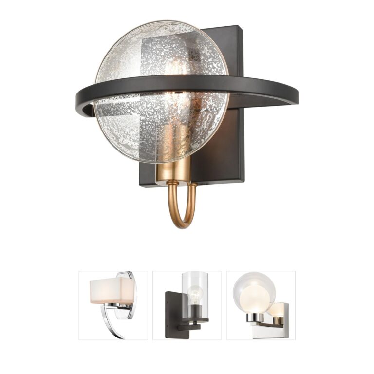 Atlas Lighting & Home Oriah Matte Black Steel Sconce with Mercury Glass