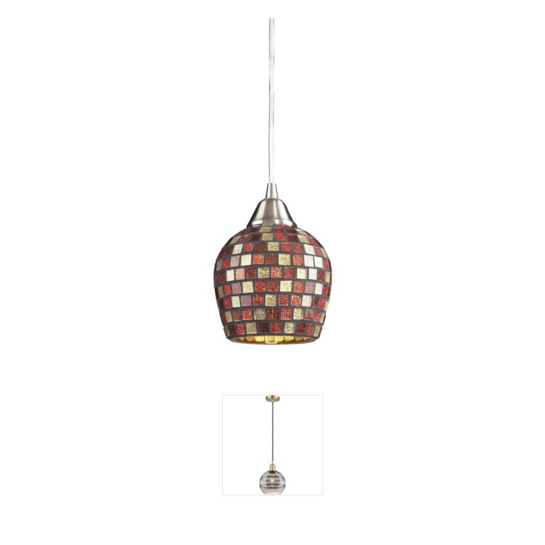 Atlas Lighting & Home Fusion 5-Inch Multicolor Mosaic Glass Mini Pendant in Satin Nickel