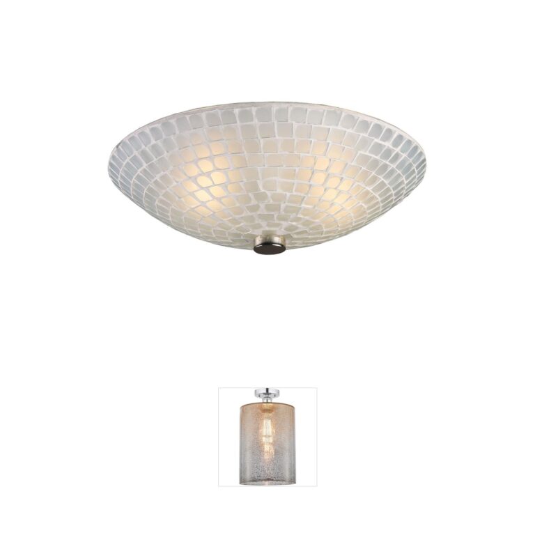 Atlas Lighting & Home Fusion White Mosaic Glass Semi-Flush Mount
