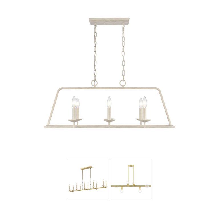 Atlas Lighting & Home Joanie Antique White Steel 6-Light Linear Chandelier