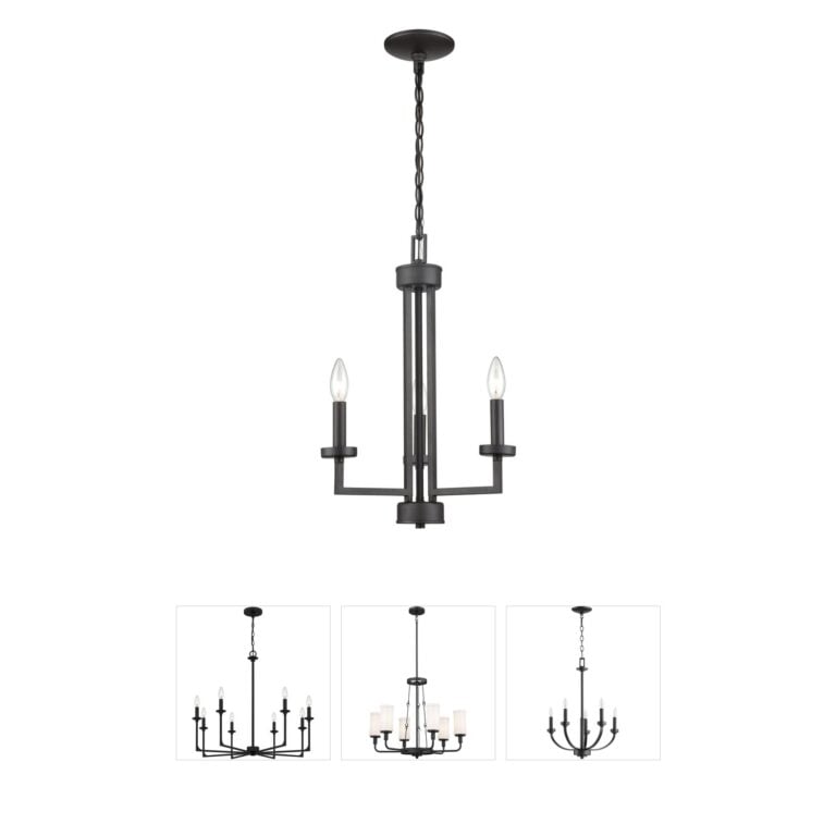 Atlas Lighting & Home West End 15-Inch 3-Light Oil Rubbed Bronze Steel Chandelier