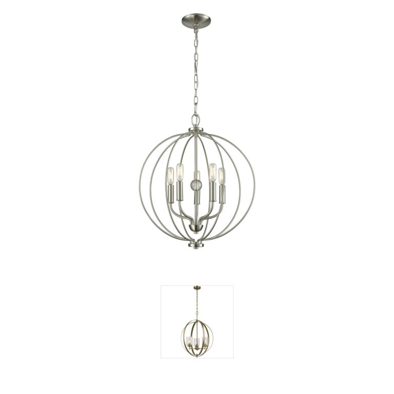 Atlas Lighting & Home Williamsport 5-Light Brushed Nickel Chandelier