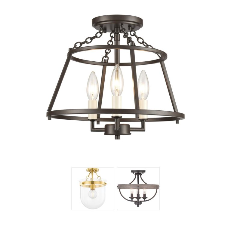 Atlas Lighting & Home Joanie 13-Inch Old Bronze Lantern Semi-Flush Mount