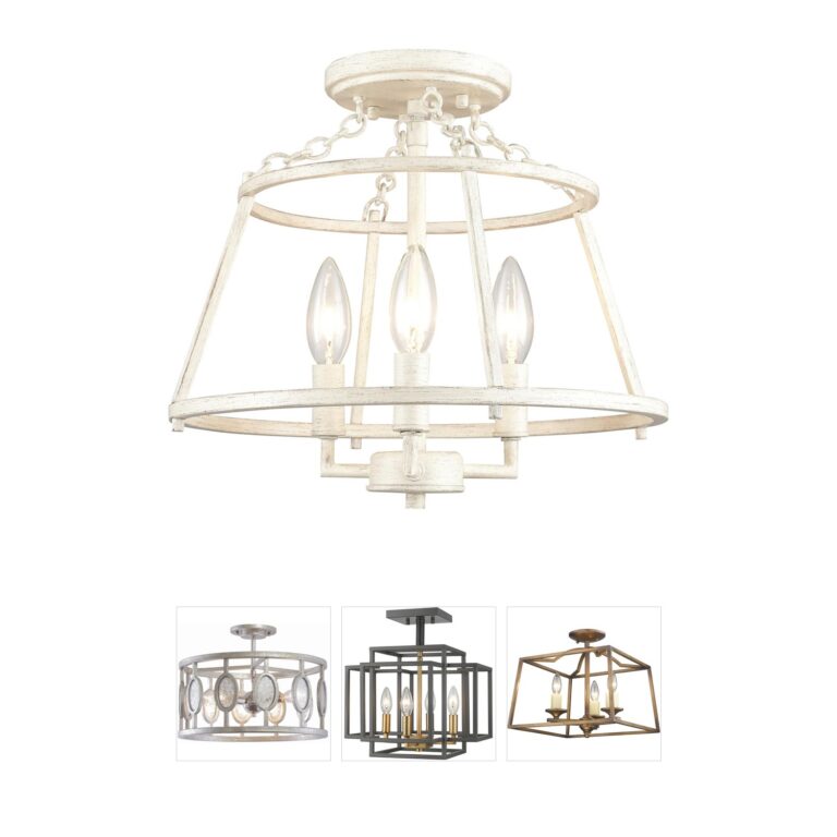 Atlas Lighting & Home Joanie 13-Inch Antique White Lantern Semi-Flush Mount