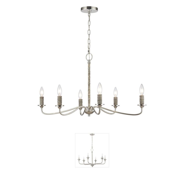 Atlas Lighting & Home Abaca Polished Nickel & Abaca Rope Chandelier