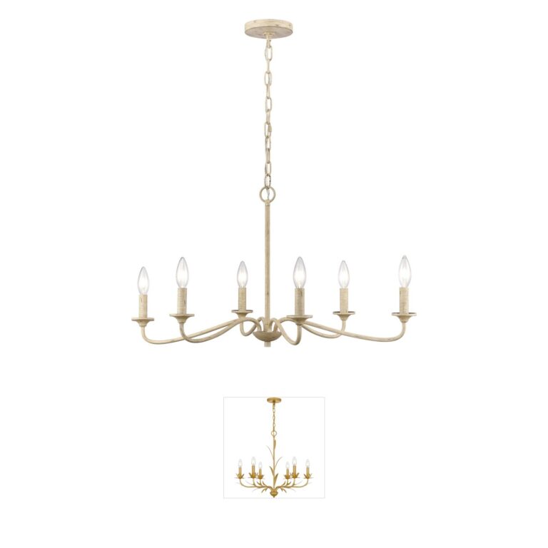 Atlas Lighting & Home Ellisville Antique Cream Steel 6-Light Chandelier