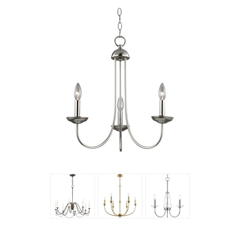 Atlas Lighting & Home Montgomery 3-Light Brushed Nickel Metal Chandelier