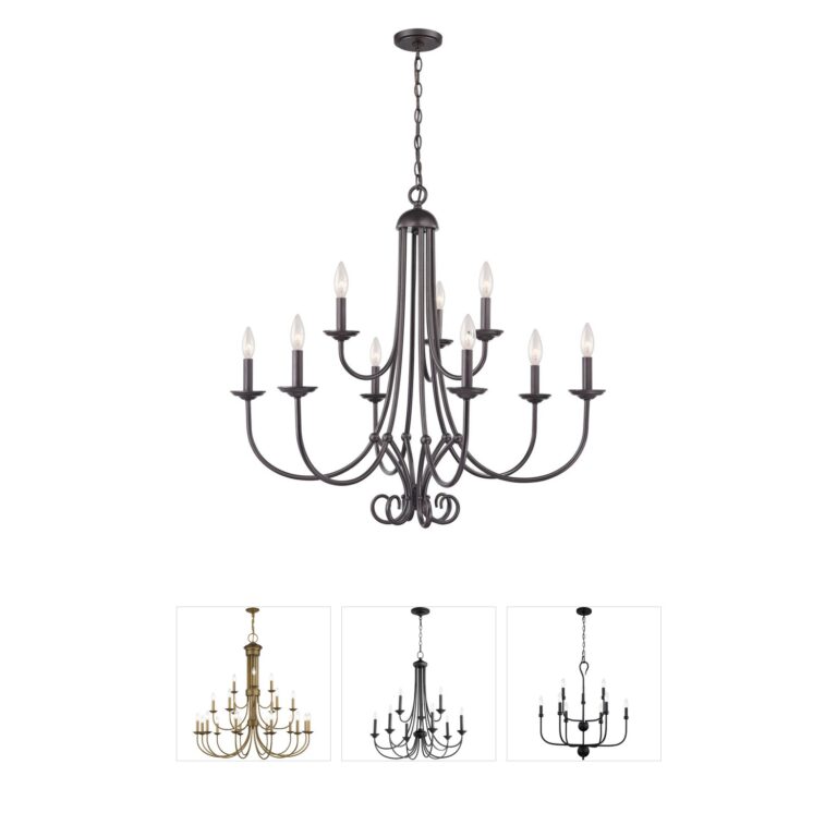 Atlas Lighting & Home Montgomery 34-Inch 9-Light Metal Chandelier in Oil Rubbed Bronze
