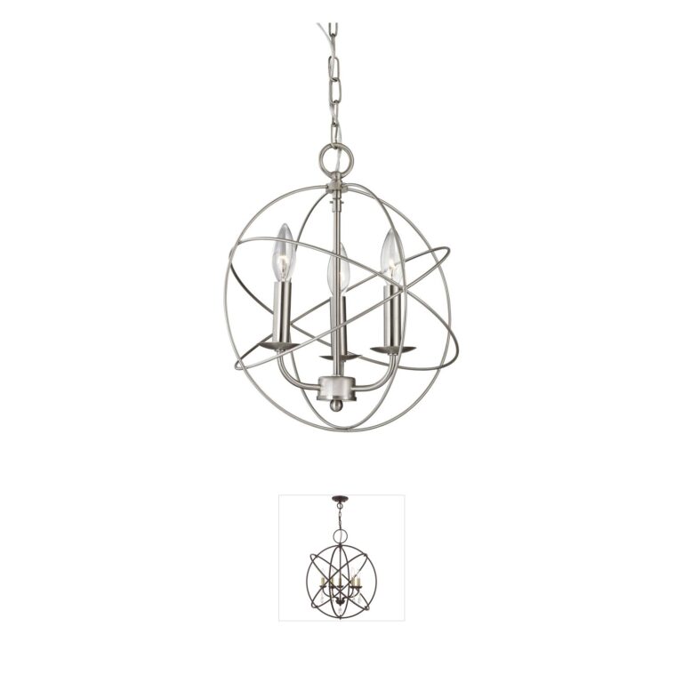 Atlas Lighting & Home Williamsport 3-Light Brushed Nickel Metal Chandelier