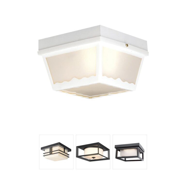 Atlas Lighting & Home Wavy 10-Inch White Glass Outdoor Flush Mount