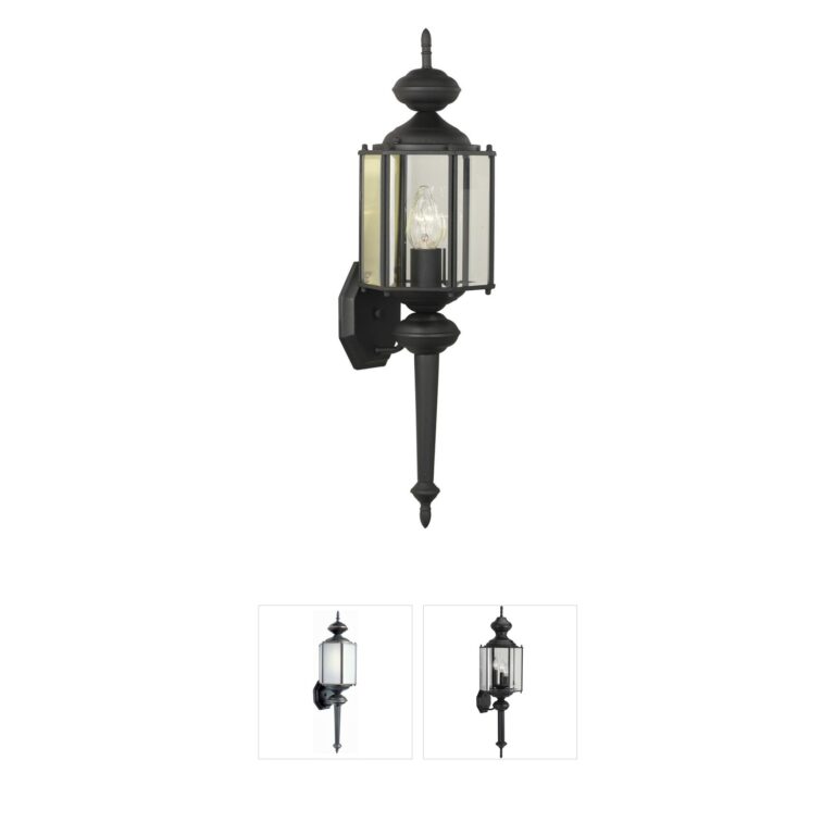 Atlas Lighting & Home Brentwood 26-Inch Black Metal and Clear Glass Outdoor Wall Sconce