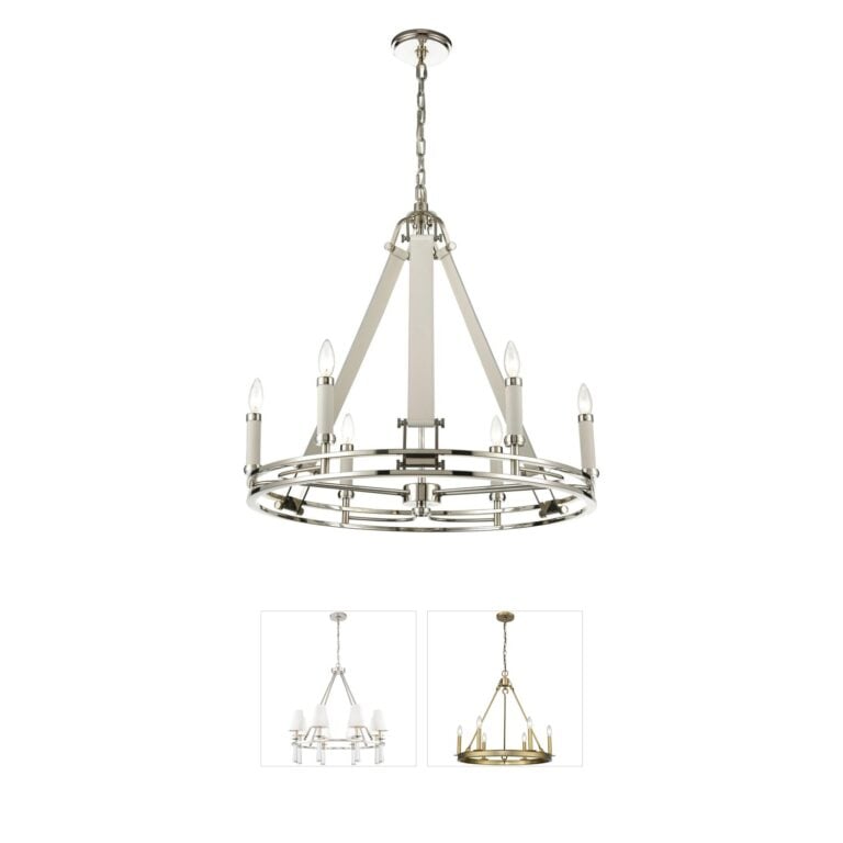 Atlas Lighting & Home Bergamo Steel & Leather 6-Light Chandelier