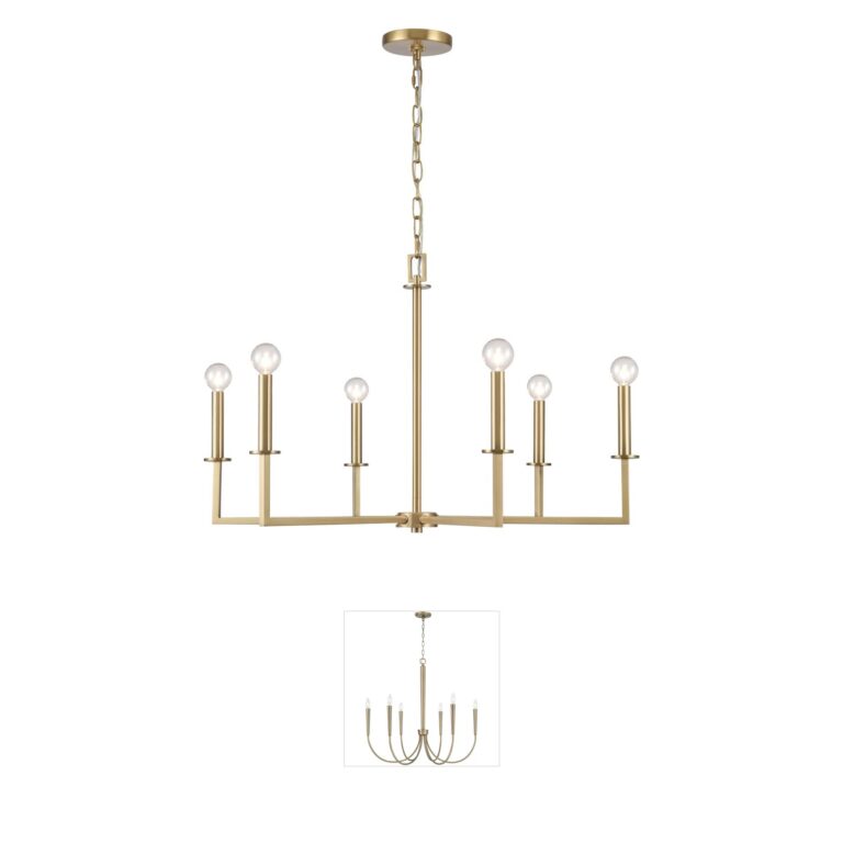 Atlas Lighting & Home Dunne 6-Light Lacquered Brass Chandelier