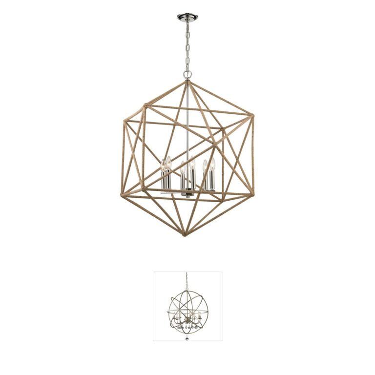 Atlas Lighting & Home Exitor Polished Nickel and Rope Chandelier