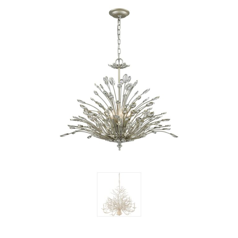 Atlas Lighting & Home Mullica 6-Light Aged Silver and Crystal Chandelier