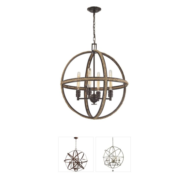 Atlas Lighting & Home Natural Rope Oil Rubbed Bronze Chandelier