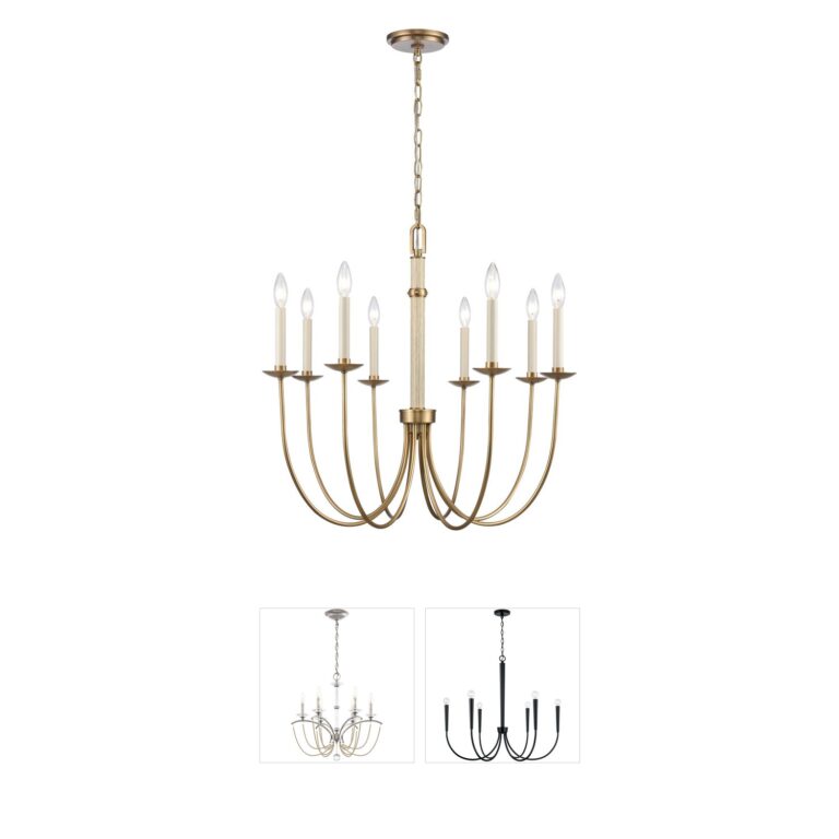 Atlas Lighting & Home Neville 8-Light Brass & Wood Chandelier
