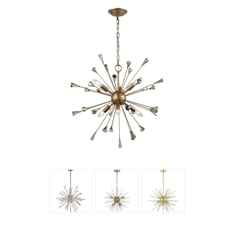 Atlas Lighting & Home Sprigny 6-Light Matte Gold and Crystal Chandelier