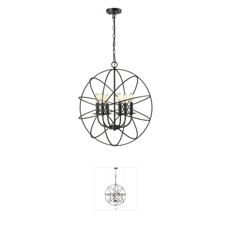 Atlas Lighting & Home Yardley 23-Inch 6-Light Black Metal Chandelier