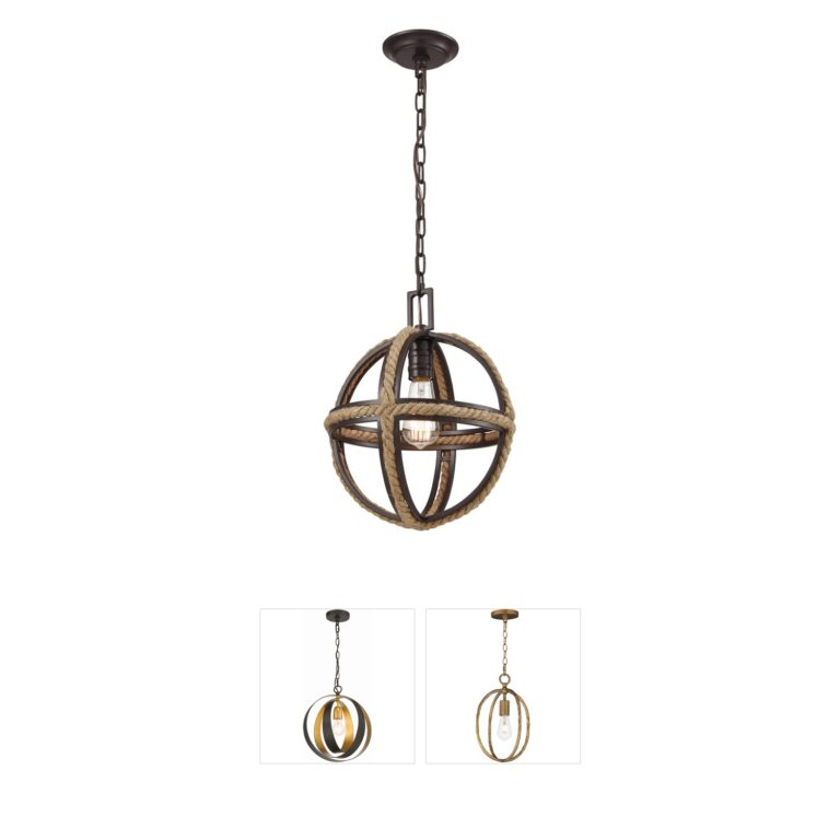 Atlas Lighting & Home Natural Rope 12-Inch Oil Rubbed Bronze Mini Pendant