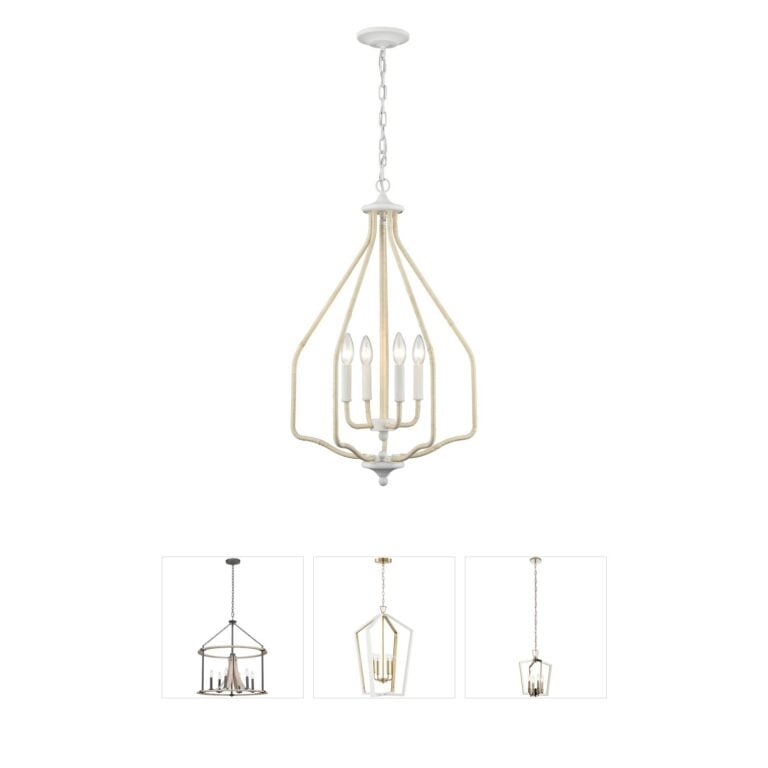 Atlas Lighting & Home Breezeway White Coral Rattan 4-Light Pendant